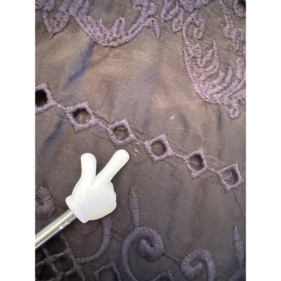 Johnny Was Embroidered Blouse Womens Small Black Eyelet Bohemian Whimsical - Picture 10 of 14